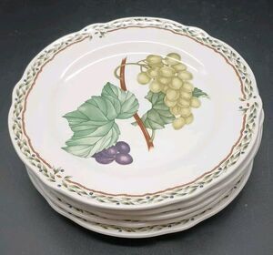 5 Noritake "Royal Orchard" 9416 Bread & Butter Plates 6 5/8” Grapes Leaves
